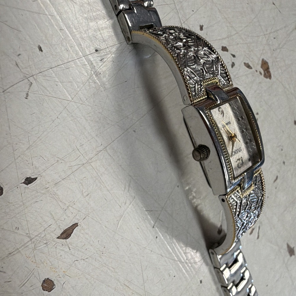 Studio I Women's Quartz Analog Rectangle Two-Tone Silver Bracelet Watch - Picture 8 of 8